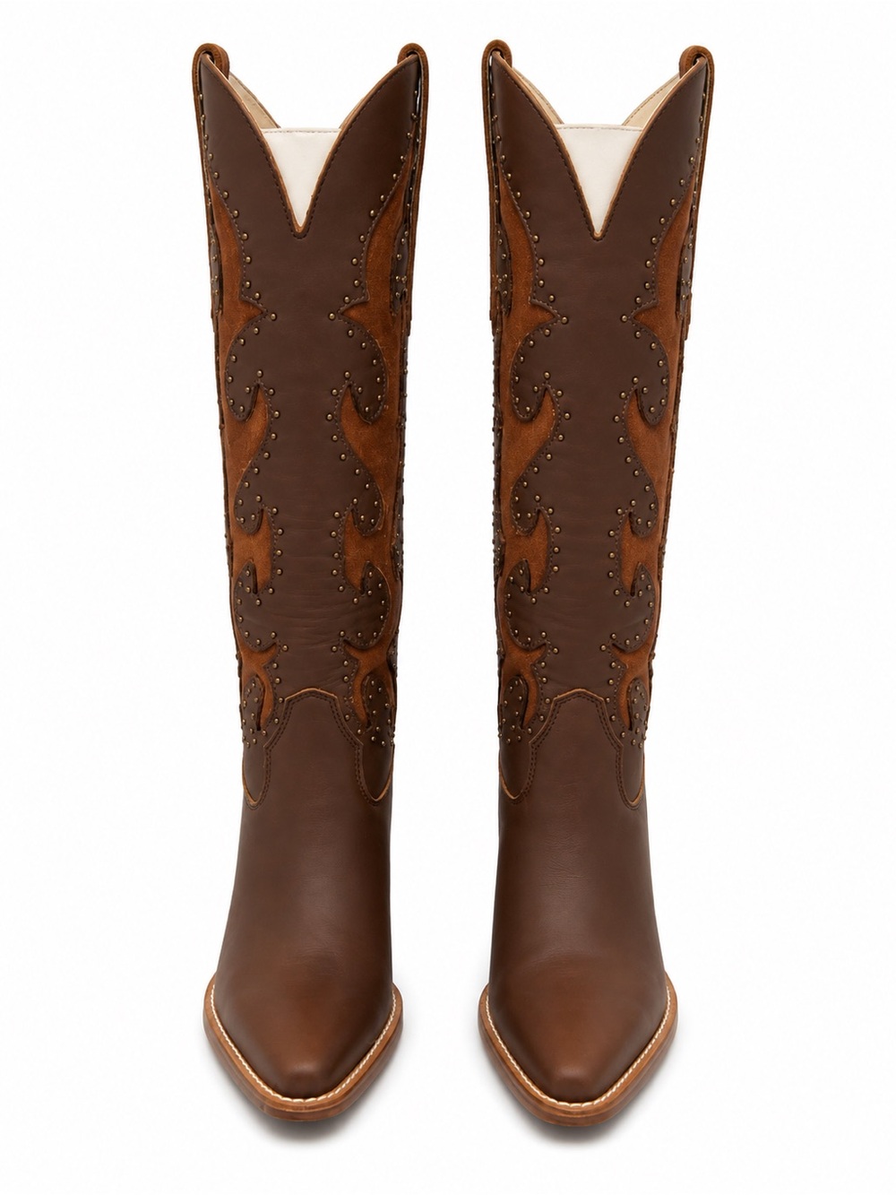 Dingo Brown Leather Studded Western Cowboy Boots - Picture 3 of 4